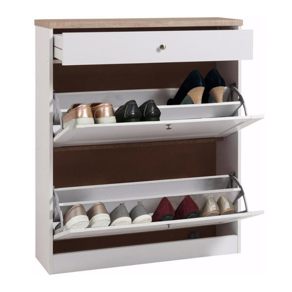 Bílý botník se zásuvkou Støraa Hector, 2 přihrádky-image-1