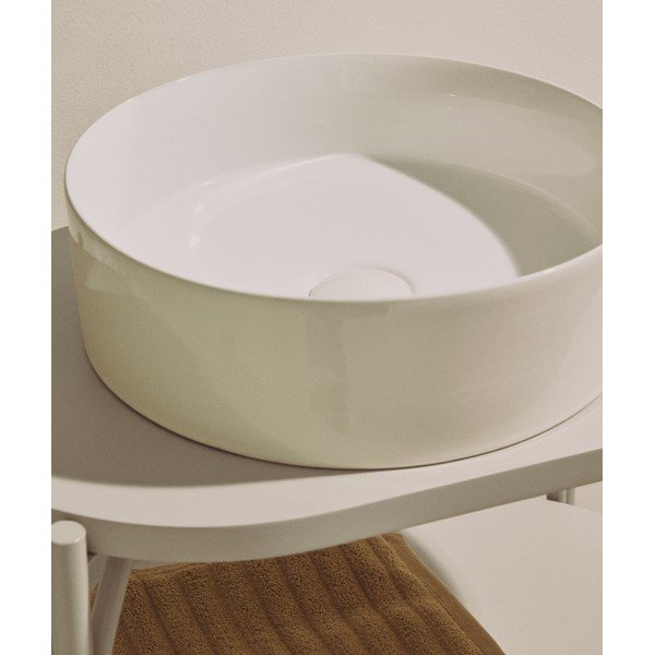 Bílé keramické kulaté umyvadlo ø 36 cm Ovara – Kave Home-image-3