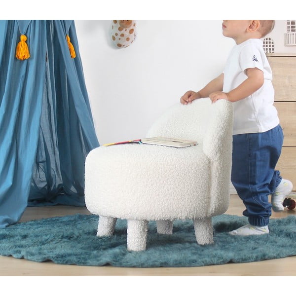 Bílé dětské křesílko z textilie bouclé Moouv – Artie-image-2