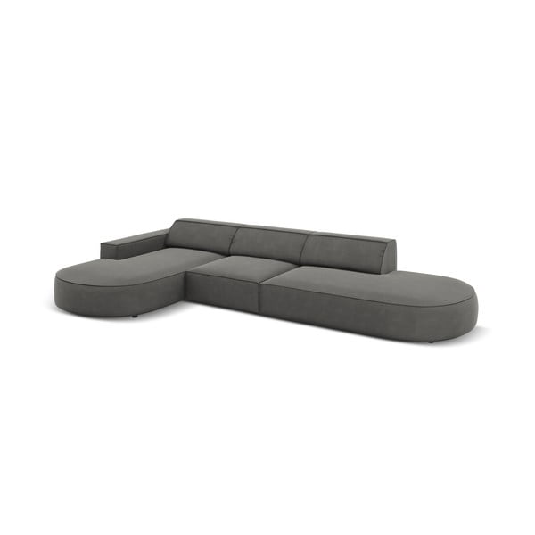 Šedá sametová rohová pohovka (levý roh) Jodie - Micadoni Home-image-4