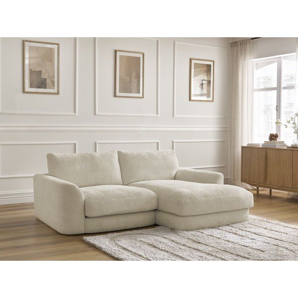 Béžová žinylková rohová pohovka (pravý roh/s lenoškou) Leonore – Bobochic Paris-image-3