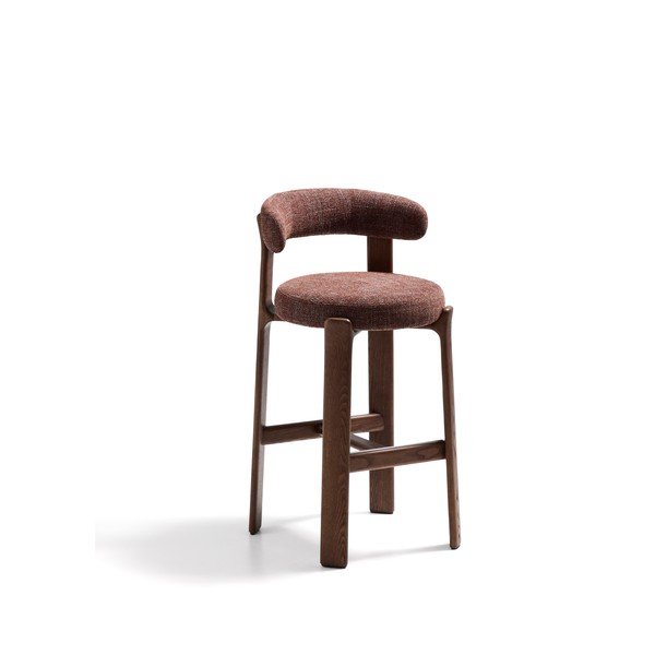 Hnědá/v tmavě přírodní barvě barová židle z jasanového dřeva (výška sedáku 75 cm) Granite – Kave Home