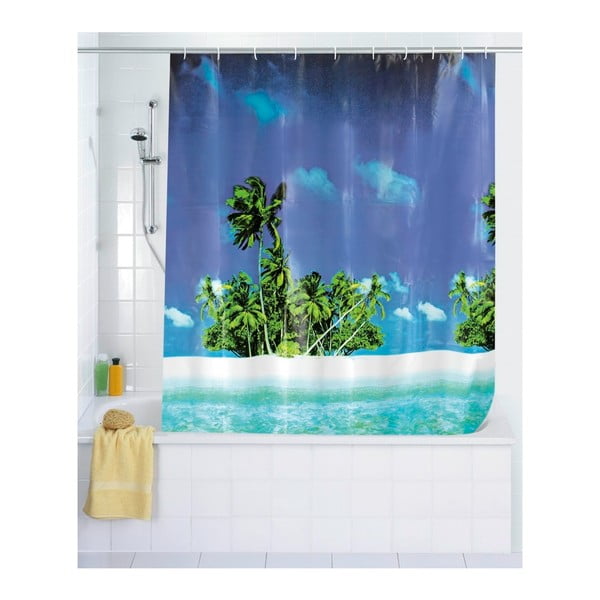 Modrý sprchový závěs Wenko Dreamy Beach, 180 x 200 cm-image-1