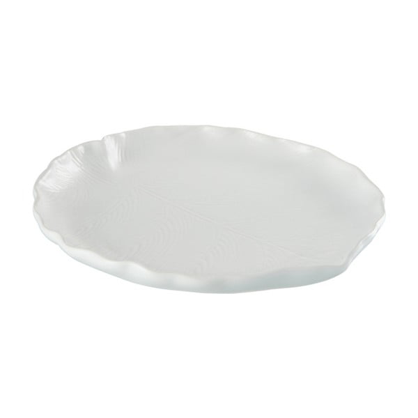 Bílý talíř J-Line Leaf, průměr 21 cm