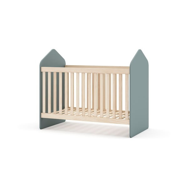 Postýlka v dekoru borovice 60x120 cm v přírodní barvě/šedozelená Estefania – Marckeric-image-3