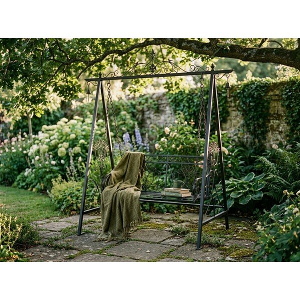 Černá kovová zahradní houpačka Kari - Garden Pleasure-image-1