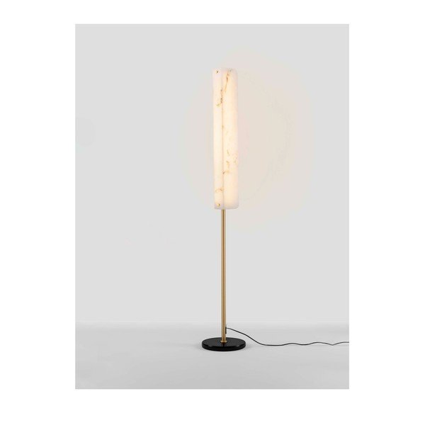 Krémová/v mosazné barvě LED stojací lampa v dekoru mramoru (výška 160 cm) Aider – Nova Luce-image-4