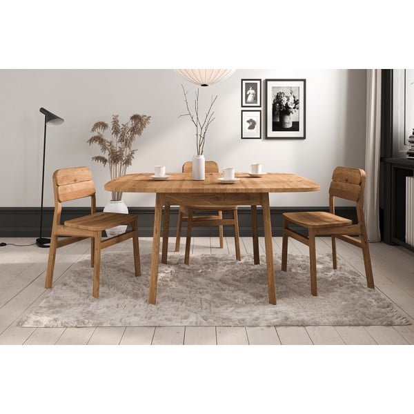 Rozkládací jídelní stůl z dubového dřeva v přírodní barvě 100x160 cm Twig – The Beds-image-4