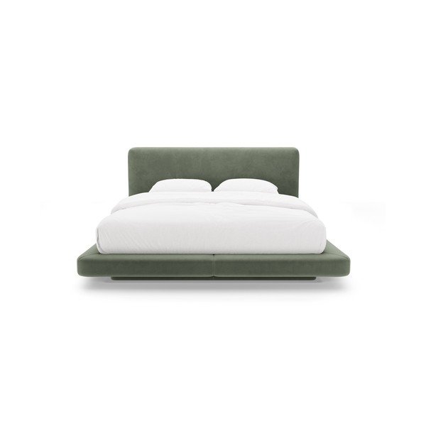Zelená čalouněná dvoulůžková postel 160x200 cm Linea – Micadoni -image-3