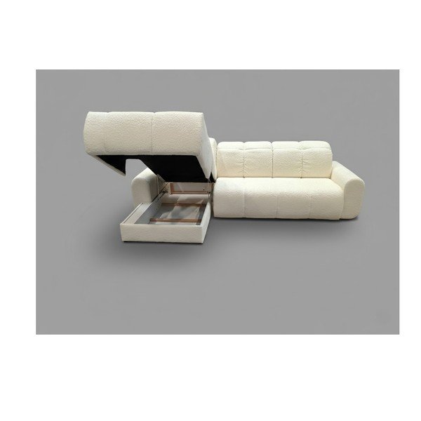 Béžová rohová pohovka z textilie bouclé (levý roh/s lenoškou) Tous - II. jakost – devichy-image-2