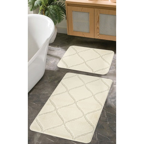Krémové koupelnové předložky v sadě 2 ks 50x80 cm Cizgili – Foutastic-image-1