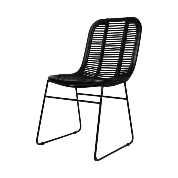 Černá jídelní židle z ratanu HSM Collection Renton