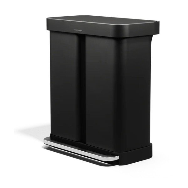 Matně černý ocelový odpadkový koš 34+24 l na tříděný odpad/nášlapný – simplehuman-image-3