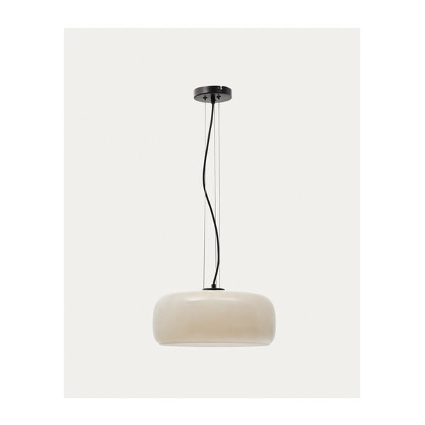 LED závěsné svítidlo šedobéžové se skleněným stínidlem ø 38 cm Reig – Kave Home-image-3