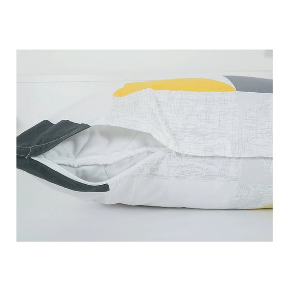 Žluté/šedé krepové povlečení na jednolůžko 140x200 cm Geometries – B.E.S.-image-2