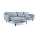 Světle modrá sametová rohová pohovka (levý roh) Vienna – Cosmopolitan Design