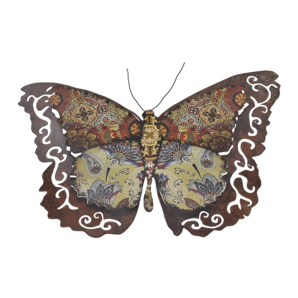 Kovový motýl na zeď, 34 cm, hnědý