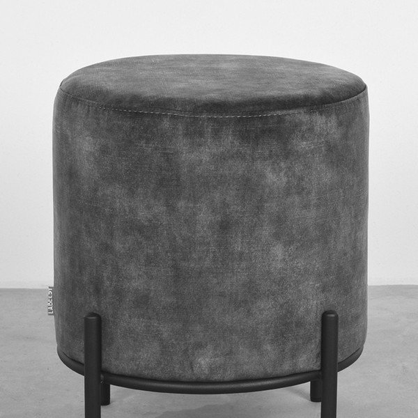 Tmavě šedý sametový taburet Troy – LABEL51-image-1