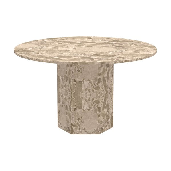 Světle hnědý mramorový kulatý jídelní stůl ø 130 cm Naxos – Actona