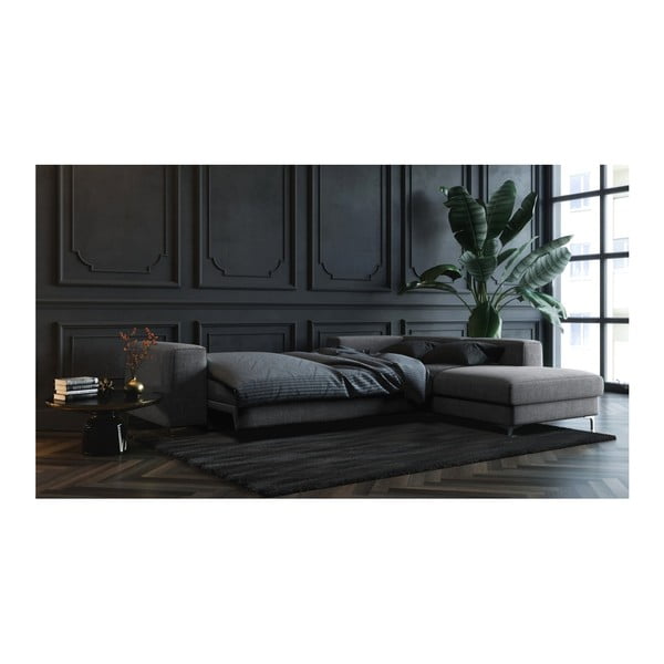 Tmavě šedá rozkládací rohová pohovka Devichy Rothe, pravý roh-image-3