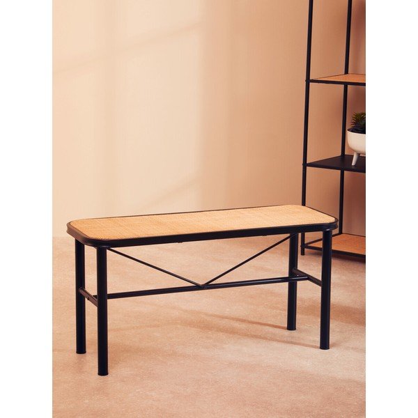 Černá/v přírodní barvě ratanová lavice Depok – Premier Housewares-image-1