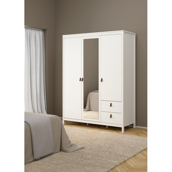 Bílá šatní skříň se zrcadlem 150x199x58 cm Madrid – Tvilum-image-1