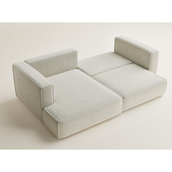 Krémová žinylková rozkládací/s úložným prostorem rohová pohovka (levý roh/s lenoškou) Velto – Maison de Rêve-image-3