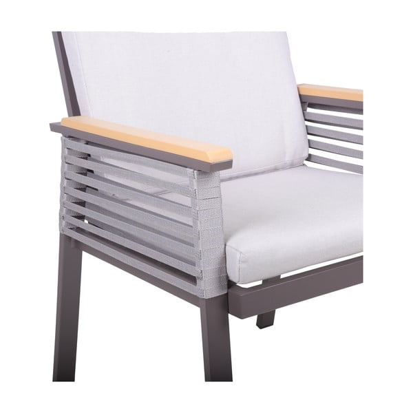 Světle šedé kovové zahradní křeslo Denia – Garden Pleasure-image-2