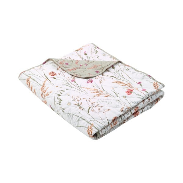 Zelený/béžový bavlněný prošívaný přehoz 200x220 cm Grasmere Floral – Catherine Lansfield