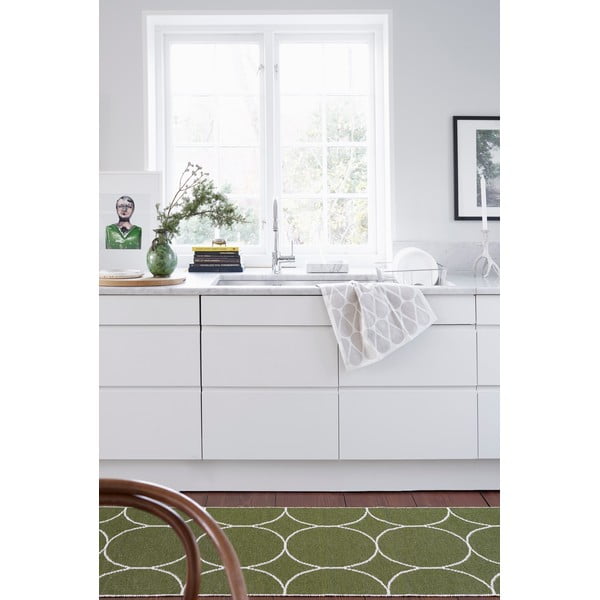 Tmavě zelený vnitřní a venkovní běhoun 70x200 cm Boo Dark Olive – Pappelina-image-1