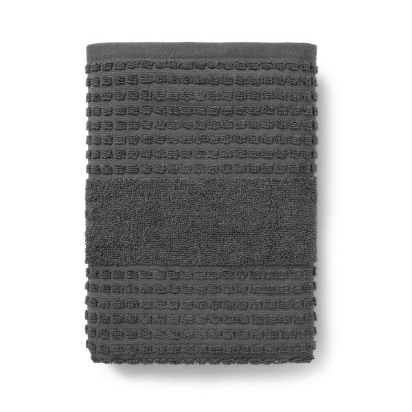 Tmavě šedý froté ručník z Bio bavlny 50x100 cm Check – JUNA