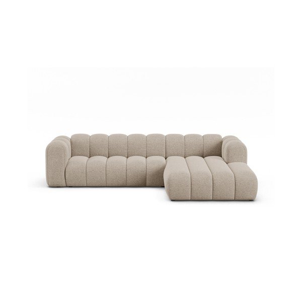 Béžová žinylková rohová pohovka (pravý roh/s lenoškou) Lupine – Micadoni 