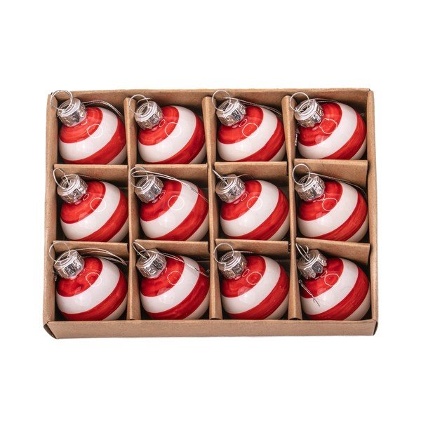 Skleněné ručně vyrobené vánoční koule v sadě 12 ks ø 3 cm Bauble Stripe – Sass & Belle-image-1