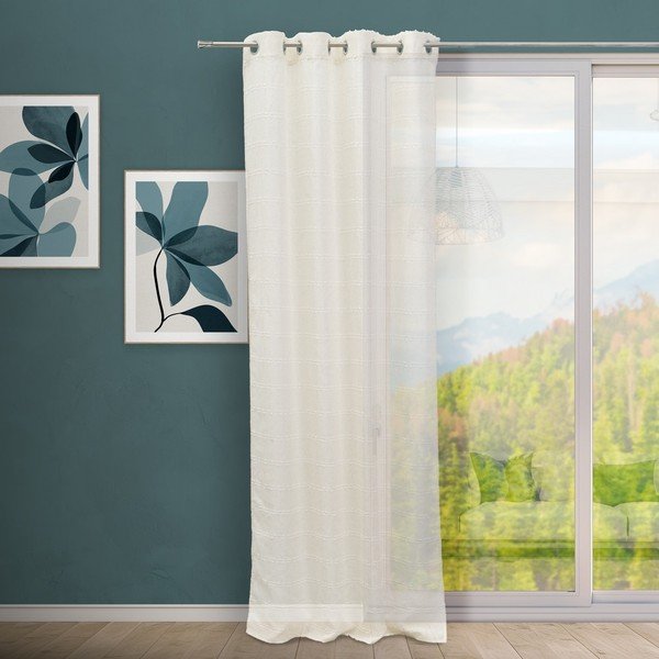 Bílo-béžový závěs s příměsí lnu 140x260 cm Nodes – Casa Selección-image-1