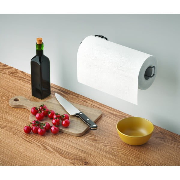 Černý nástěnný držák na kuchyňské utěrky Metaltex-image-2