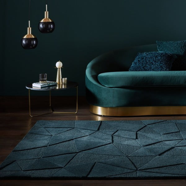 Zelenomodrý ručně tkaný vlněný koberec 160x230 cm Shard Teal – Flair Rugs-image-1