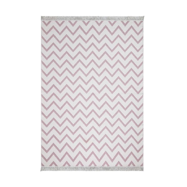 Bílo-růžový bavlněný koberec Oyo home Duo, 80 x 150 cm