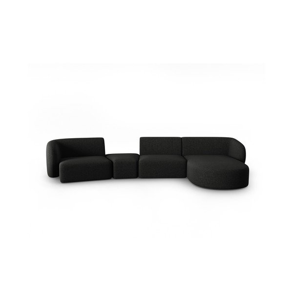 Černá žinylková rohová pohovka (pravý roh/s lenoškou) Paolo – Milo Casa