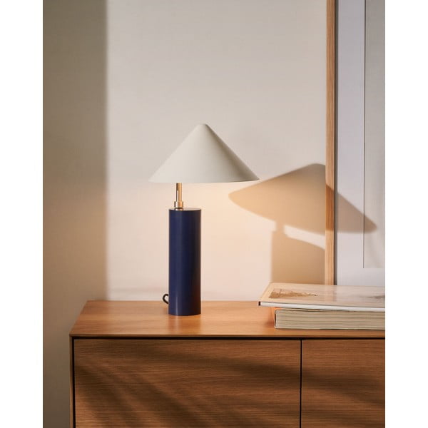 Tmavě modrá stolní lampa s kovovým stínidlem (výška 42 cm) Shiva – Kave Home-image-1