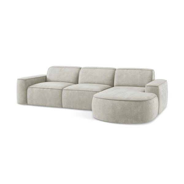 Krémová žinylková rohová pohovka (pravý roh/s lenoškou) Omao – Makamii-image-4