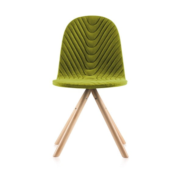 Zelená židle s přírodními nohami Iker Mannequin Wave