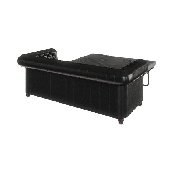 Černá rozkládací pohovka z imitace kůže 203 cm York – Ropez-image-4