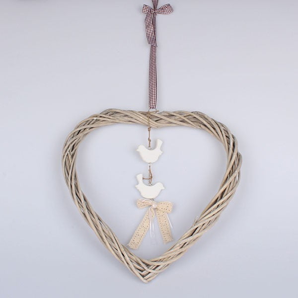 Závěsná dekorace srdce s ptáčky Dakls, výška 40 cm