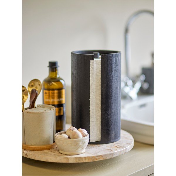 Černý dřevěný stojan na papírové utěrky ø 14,5 cm Celian – Bloomingville-image-1