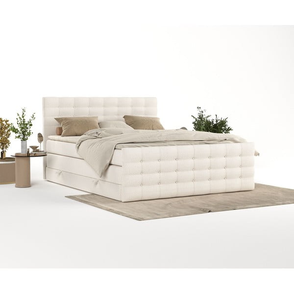 Krémová boxspring postel s úložným prostorem 160x200 cm Blend – Maison de Rêve-image-2