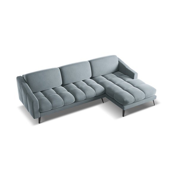 Světle modrá sametová rohová pohovka (pravý roh) Nalu – Makamii-image-4