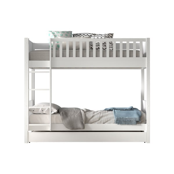Bílá patrová dětská postel z borovicového dřeva s úložným prostorem 90x200 cm SCOTT – Vipack