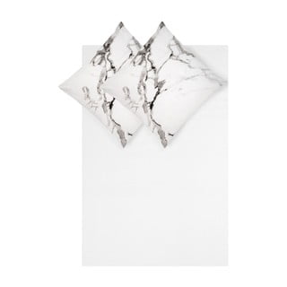 Bílé povlečení na jednolůžko z bavlněného perkálu Westwing Collection, 150 x 220 cm