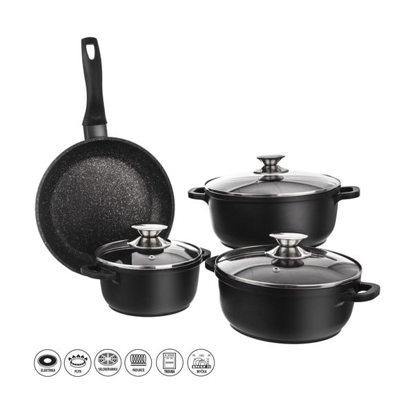 4dílná sada nádobí se 3 skleněnými pokličkami Orion Grande-image-2