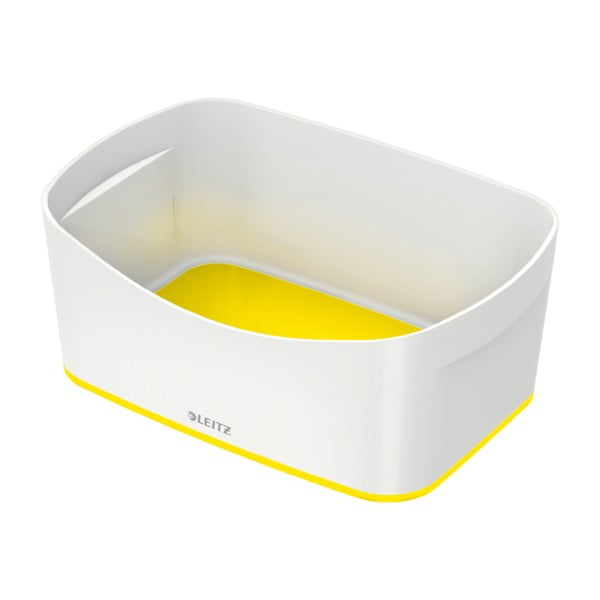 Bílo-žlutý plastový úložný box MyBox - Leitz